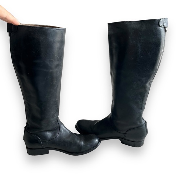 Frye Black Melissa Button Back Zip Black Leather Riding Boots Equestrian Size 6 - Picture 5 of 11